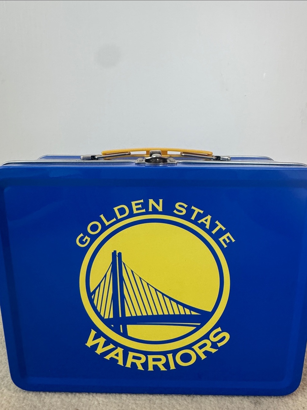 Blue and Yellow Metal Lunchbox